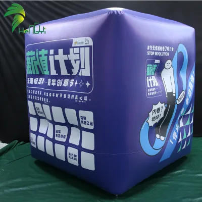 Inflatable Block Giant Inflatable Cube / Inflatable Cash Cube Purple Cube with Custom Logo Printing