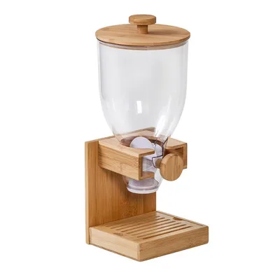 Bamboo Cereal Dispenser Countertop Rice Dispenser Bamboo Kitchen Cereal Storage Box Rice Container Dispenser