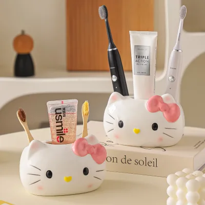 New European Style Cartoon Ceramic Electric Toothbrush Holder Toothpaste Storage Rack Bathroom Storage Can Washbasin Hotel Home