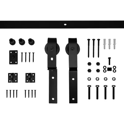 Antique Style Black Classic Carbon Steel Double Barn Door Sliding Door Hardware Mechanism for 1.5m Door
