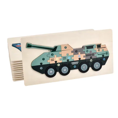 Montessori Education Puzzle Wooden Military Transportation Early Education Children Gifts 3D Wooden Puzzle