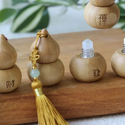 1ml Bamboo Gourd Ball Bottle Antique Style High-end Safe Pendant Essential Oil Perfume Small Capacity Sub Packed Empty Bottle
