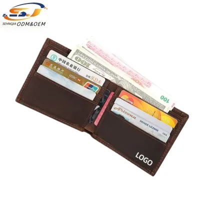 Custom Crazy Horse Leather Wallet for Men Top-Grain Cowhide Foreign Trade Custom Retro Wallet