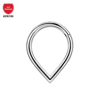 G23 Titanium Alloy Closed/Open Ring Earrings Water Drop Nose Studs with Ear Clip Piercing Vacuum Plating Fashion Jewelry