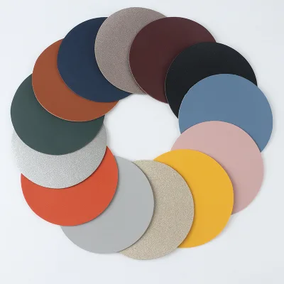 Plain Round Stylish Simple Leather Coasters Waterproof Heat Insulating Solid Color Table Mat Wholesale