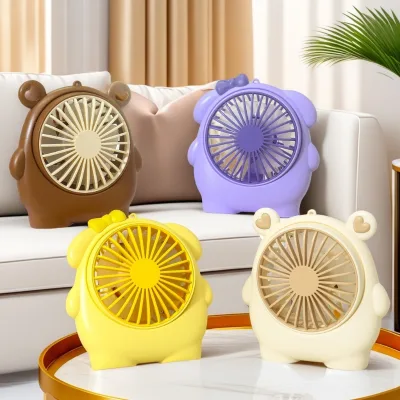 HECION Cute Cartoon-Themed Handheld Fan with Lanyard for Cooling and Refreshment; 3-Speed Rechargeable Desktop Fan