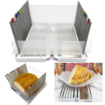 Bread Slicer for Homemade Bread Sourdough Meats Deli-Adjustable Width Stainless Steel Cutter Foldable Eco-friendly