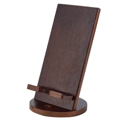 Universal Vintage Style Desktop Wood Phone Stand Standing Type Smartphone Dock Chargeable Hole Easy Desk Phone Holder