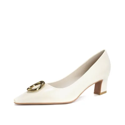 2026 OEM/ODMBridal Shoes Advanced Design Buckle Soft Leather Small Square Toe High Heels Women's Thick Heel Height Increasing