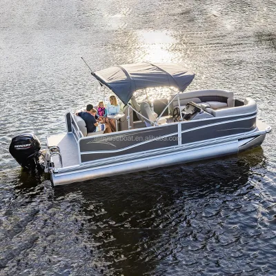 Aluminum Pontoon Boat With Rail Anodized Finish Factory Direct Large Capacity Customized Design All Weather Size
