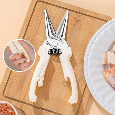 Magnetic Stainless Steel Chicken Bone Scissors Multifunctional Kitchen & Barbecue Scissors with Suction for Refrigerator Use