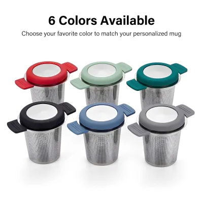 BAMBUS 304 Stainless Steel Tea Infuser Tea Filter Silicone Double-Handle Strainer Teapot Accessory Tea Separator Lid Reusable