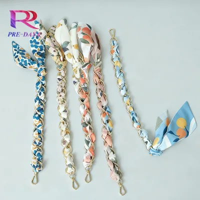 Luxury Y2K Floral Handbag Short Chain Strap Designer Scarf Print Detachable Purse Handle Women Trendy Bag Accessory 2025