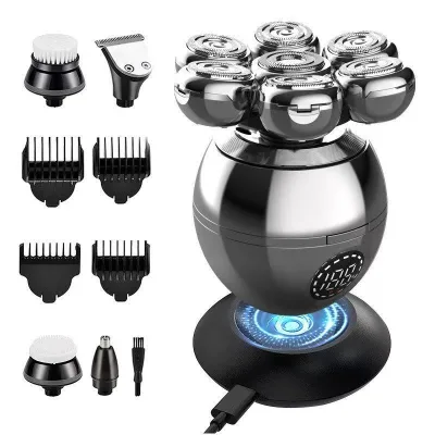 Electric Head Shaver 7 Floating Heads Triple Blade LED Display IPX5 Washable USB Rechargeable for Men Face Use Household