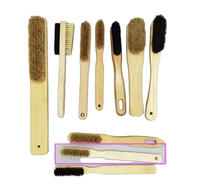 Factory Wholesale 10 Inch Length Wooden Handle Horsehair Polishing Brush for Shoes Care