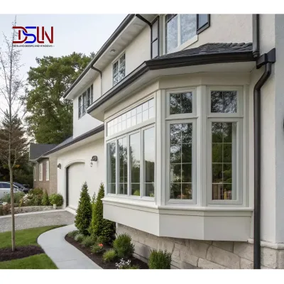 Modern Aluminum Bay Window Thermal Break Double Glazed Soundproof Energy Efficient High Performance for Villa Living Room Area