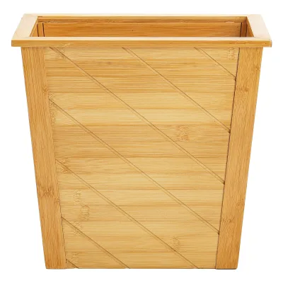 Wholesale Bamboo Waste Basket,Rectangular Compact Waste Trash Can,Bamboo Wooden Trash Can for Living Room,Wooden Wastebasket