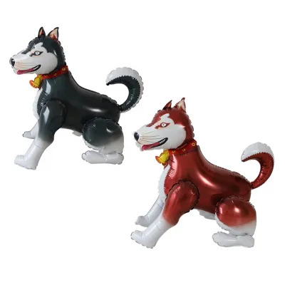 3d Husky Dog  Walking Animal Foil Balloons Happy Birthday Air Balloon Birthday Theme Party Decoration Kids Toys Globos