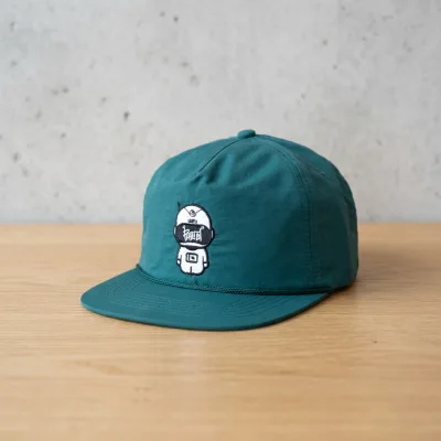 Teal 6-Panel Snapback Cap With Embroidered Astronaut Character Design Unisex Casual Hat for Adults