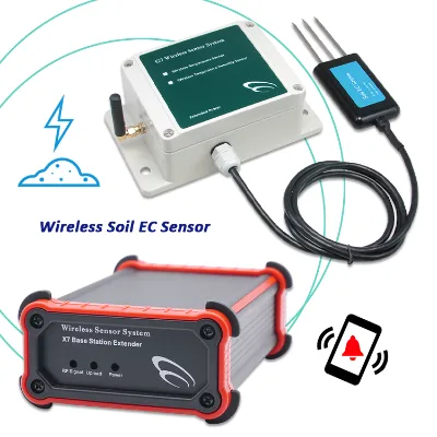 Wireless Soil EC Sensor System With X7 Base Station Extender For Salinity Detection 0-200 mS Resolution