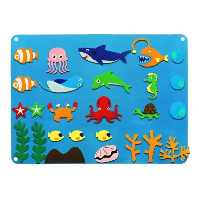 Customized Printed Polyester Fabric Felt Montessori Story Busy Board Ocean Preschool Story Board