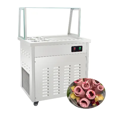 Snack Machine Commercial Mini Yogurt Ice Cream Frying Machine Electric Fried Ice Cream Roller Machine for Food Cart