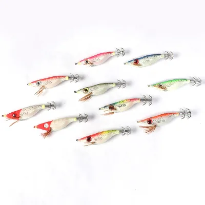 Top Quality High Simulation Normal Big Eyes Bright Fish Back&Head Wooden PLastic Squid Jig for Saltwater Fishing
