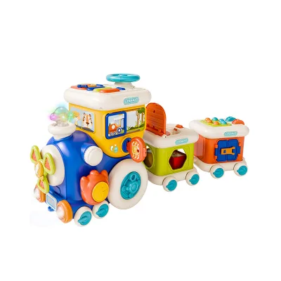 Wholesale Plastic Montessori Learning Farm Train Set Toys for Kids with Light Sound