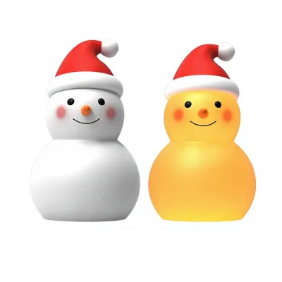 Custom Christmas Snowman Glowing Night Light Button-style Control Cartoon Design Silicone Pat Lamp Desktop Ornament Light