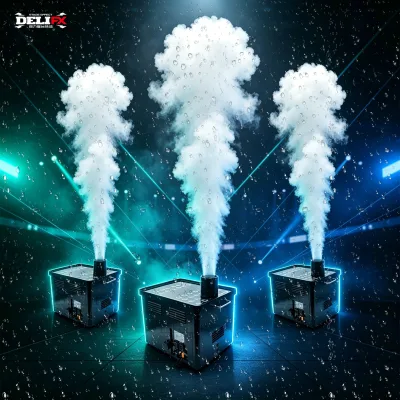 Professional CO2-like Effect Fog Machine No CO2 Tank Required 15m Vertical Blast with RGB Lights Instant Stop Outdoor Waterproof