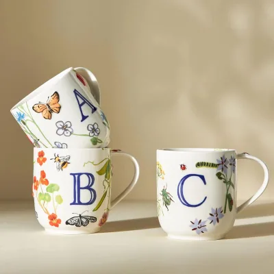 Exquisite Style Alphabet Embellished Premium EHG Ceramic Mug Set for Home Decor High Quality Tableware Microwave Dishwasher Safe