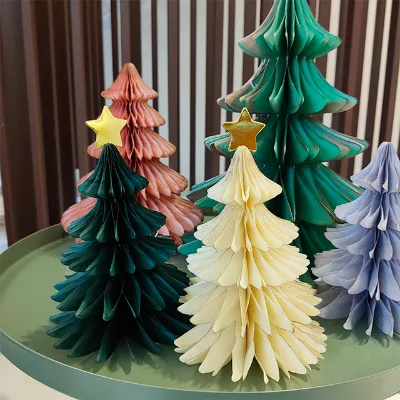 Handmade Paper Christmas Tree Centerpieces Modern Decorations for Holiday Table Settings Multicolor Folded Design