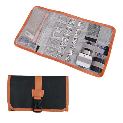 Wholesale Data Line Storage Bag Waterproof Digital Organizer Bag Multi-functional Soft Trifold Charging Travel Easy Storage Bag