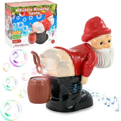 Funny Christmas Santa Bubble Machine with Music and Light Automatic Bubble Blower Kids Holiday Party Favor Gag Gift Toy