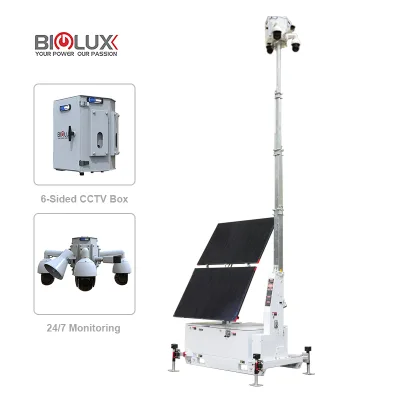 BIGLUX Zero-Emission Solar Powered Camera Tower 1.5kW AC Charger Dual Power System for 24/7 Traffic Monitoring