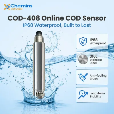 Chemins UV Online COD Sensor Analyzer Monitor Meter Probe Auto-Cleaning Wastewater Treatment RS485 4-20mA IP68 316L Stainless