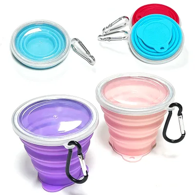 Eco Friendly Portable Reusable Folding Silicone Collapsible Drinking Coffee Cup with Lids
