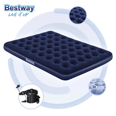 Bestway 67003 Best Selling 2.03mX1.52mX22cm Double Air Bed Mattress Cartoon Shape Fabric With Pocket Spring Adults Electric Pump