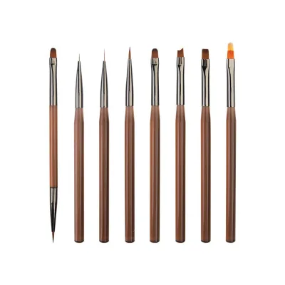 Hot Selling OEM Liner Acrylic Nail Art Brush with Wood Handle Your Own Logo for Nail Painting Art Supplies