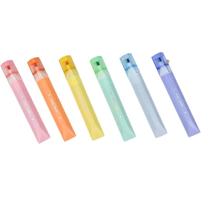 Factory Custom Logo Pastel Highlighter Pen 6 Color Kawaii Cartoon Rabbit Fluorescent Marker Set for School Gift Stationery