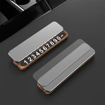 Black Walnut Wood Temporary Parking Number Plate Car Phone Number Holder Dashboard Car Accessories