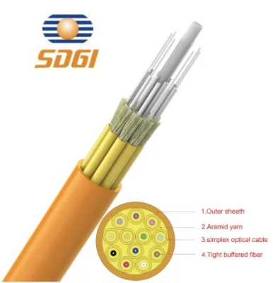 Breakout Fiber Optic Cable CPR Multi-Core Tight Buffered Distribution Cable LSZH for Data Center Telecom
