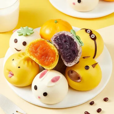 Cute Animal Shaped Frozen Cartoon Steamed Buns Mantou Sweet Flavor Healthy for Kids Meals Chinese Snack Style Cooked