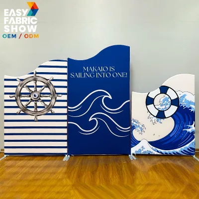 Irregular Shape Tension Fabric Backdrop Wall with Aluminum Stand for Ocean Event