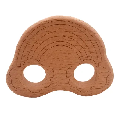 Babe Wooden Baby Teething Toys Wholesale Animal rainbow Shape Baby Theething Toys Wooden Circle Teether Beech Molar Stick
