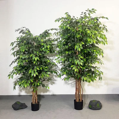 High-End Indoor/Outdoor Artificial Banyan Tree Olive Eco-Friendly Polyester Cloth Ornament Premium Green Plant Pot for Home