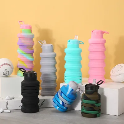 Silicone Foldable Water Bottle Unisex Travel Sports Water Cup Large-Capacity Storage Foldable Water Cup