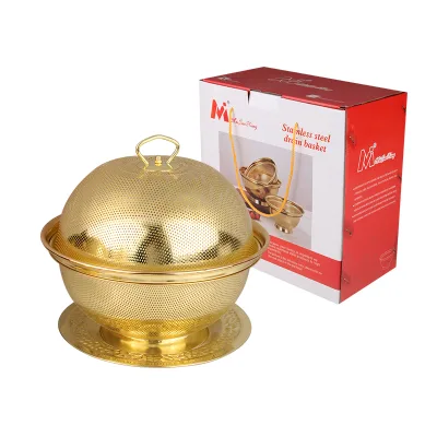 Factory Stainless Steel Round Mesh Colanders With Lid and Plate Fruit Candy Bowl With Lid