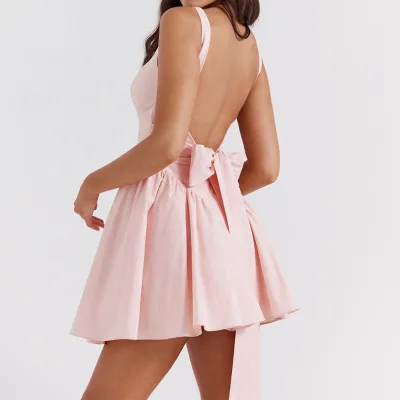 Casual Dresses Elegant Formal Sexy Matric Farewell Evening Hot Western Girls Party Birthday Women Bow Tie Backless
