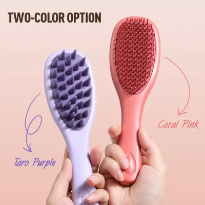 Ergonomic Long Handle Dual Sided Silicone Shampoo Brush Spa Scalp Exfoliator Wet Dry Massage Comb for Women Home Salon OEM ODM